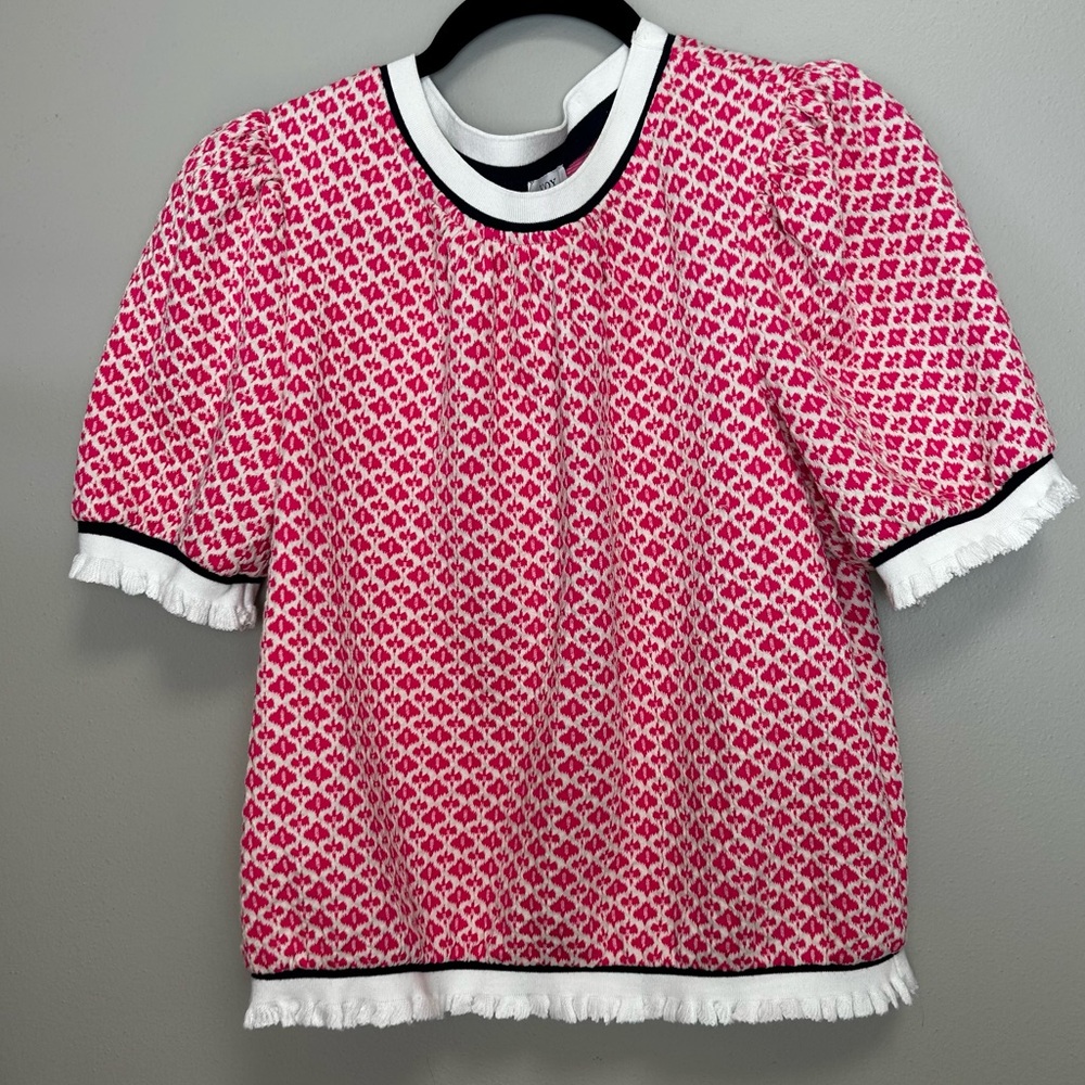 Pink Patterned Short-Sleeve Blouse